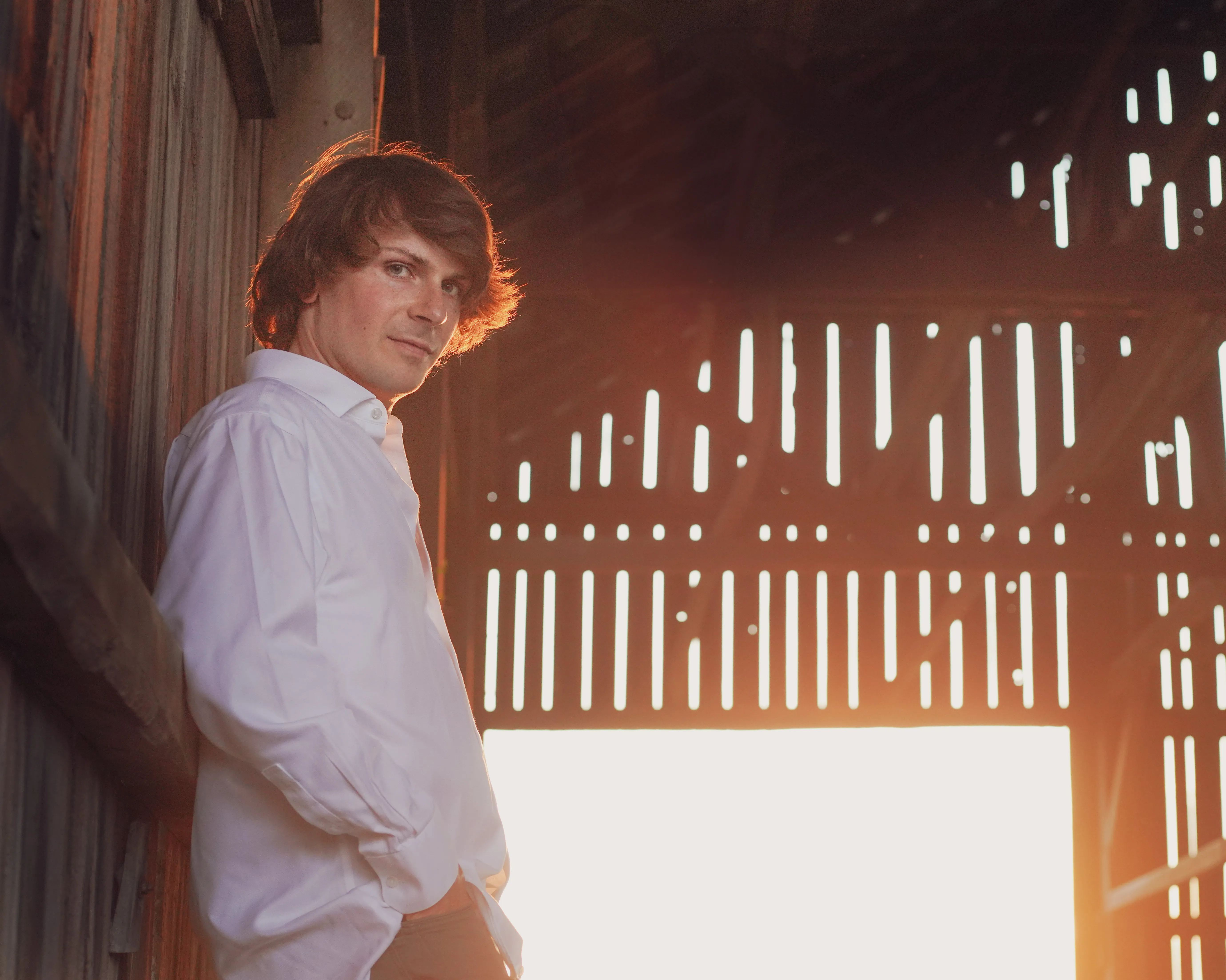 Golden light through a Kentucky tobacco barn